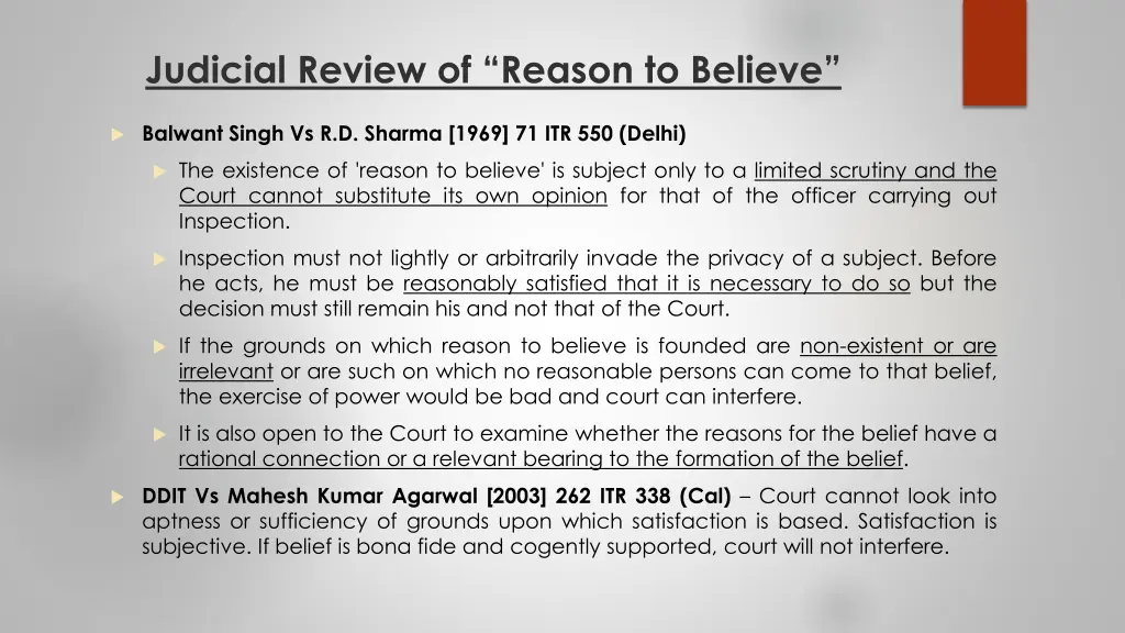 judicial review of reason to believe