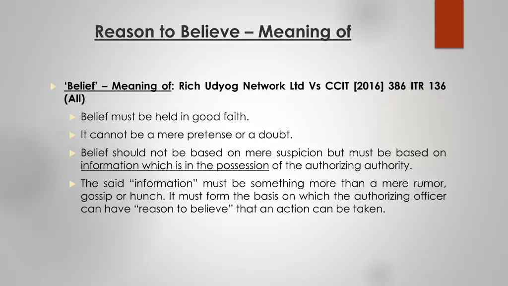 reason to believe meaning of 1