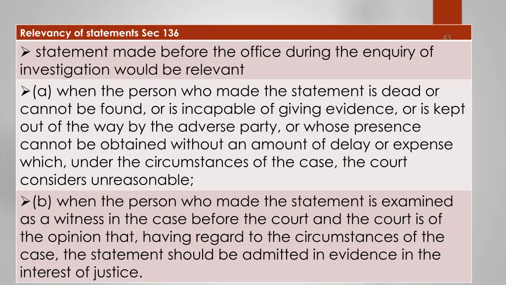 relevancy of statements sec 136 statement made