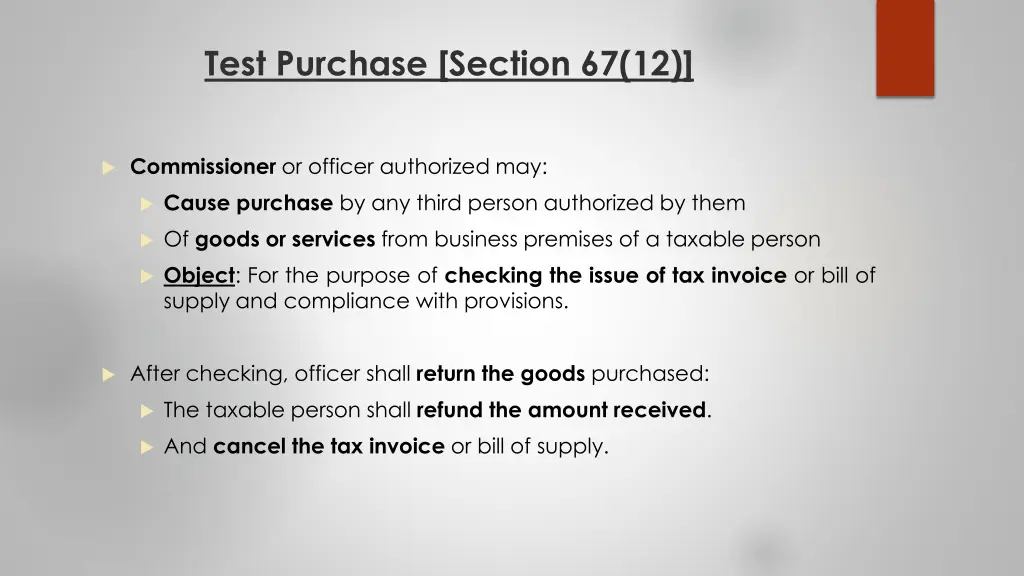 test purchase section 67 12