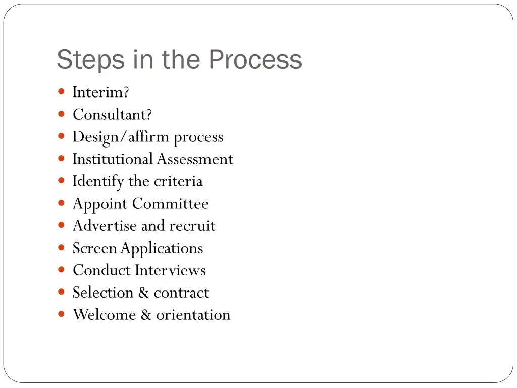 steps in the process interim consultant design