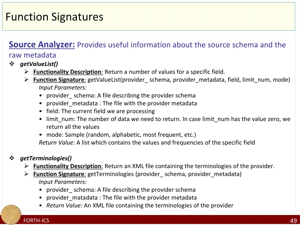 function signatures