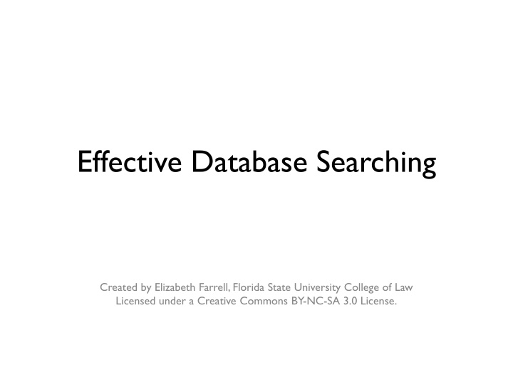 effective database searching