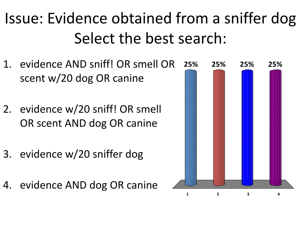 issue evidence obtained from a sniffer dog select