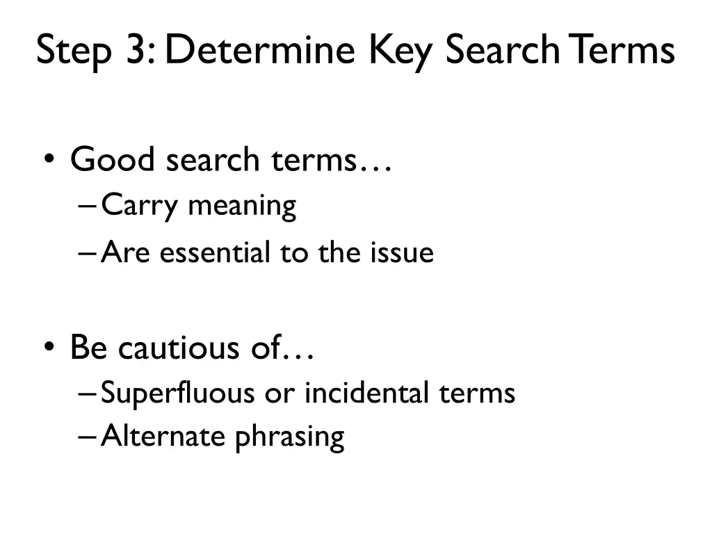 step 3 determine key search terms 1