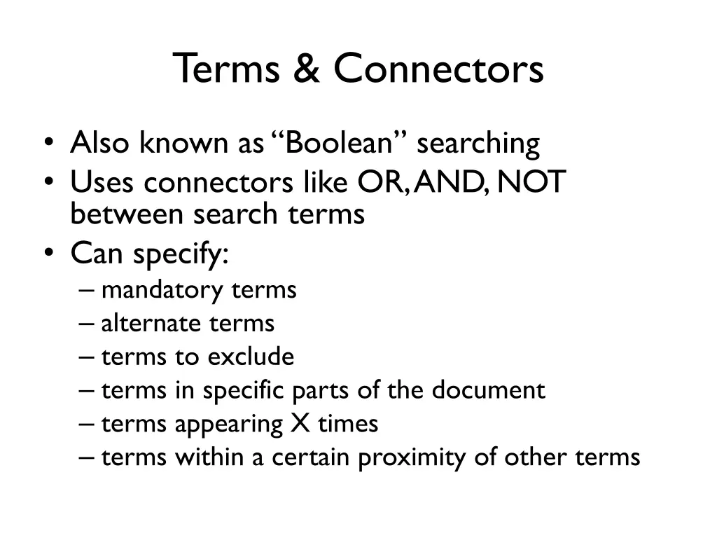 terms connectors