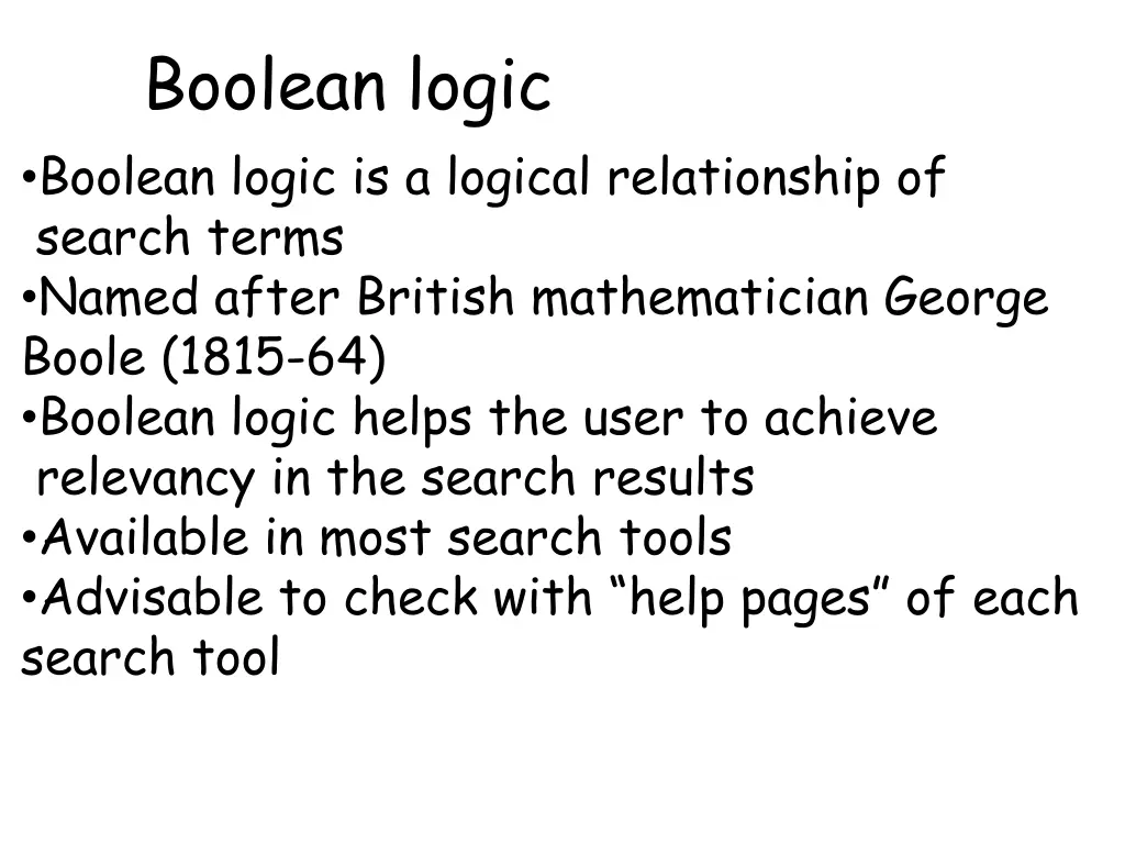 boolean logic boolean logic is a logical