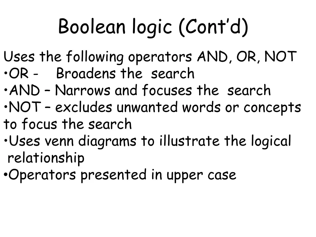 boolean logic cont d