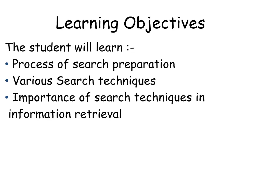 learning objectives the student will learn