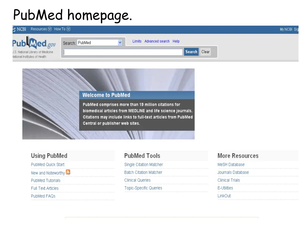 pubmed homepage