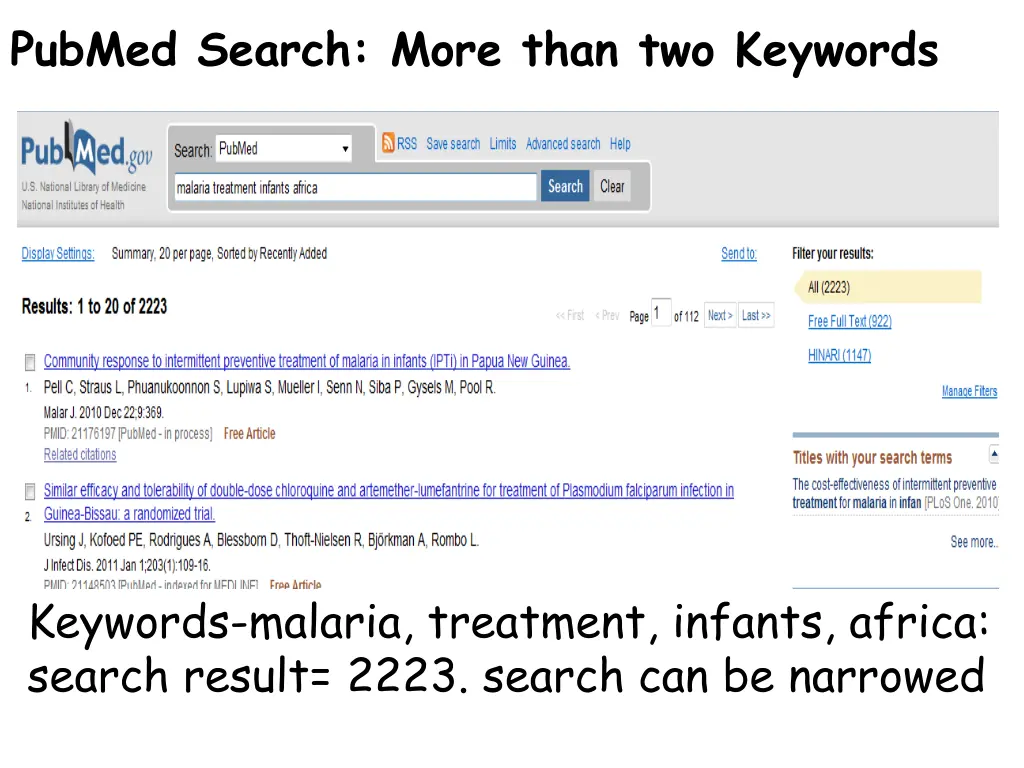 pubmed search more than two keywords