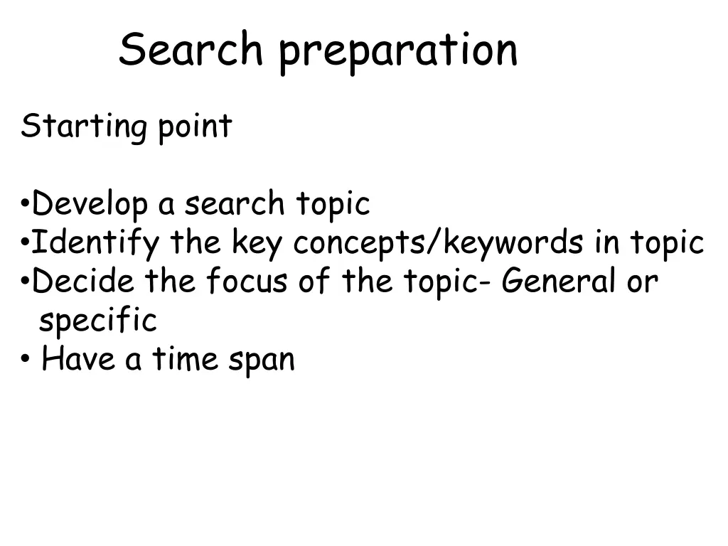 search preparation