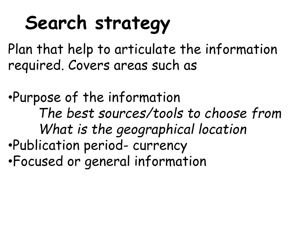 search strategy plan that help to articulate