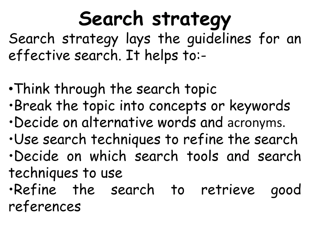 search strategy search strategy lays