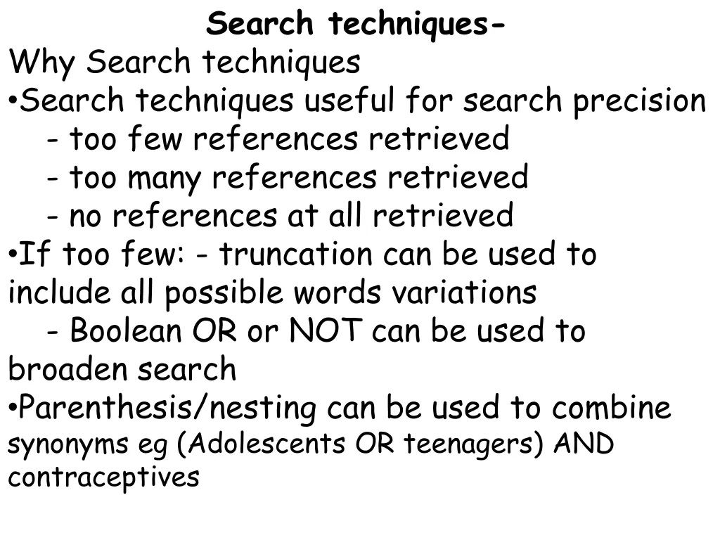 search techniques