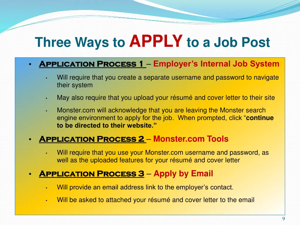 three ways to apply to a job post