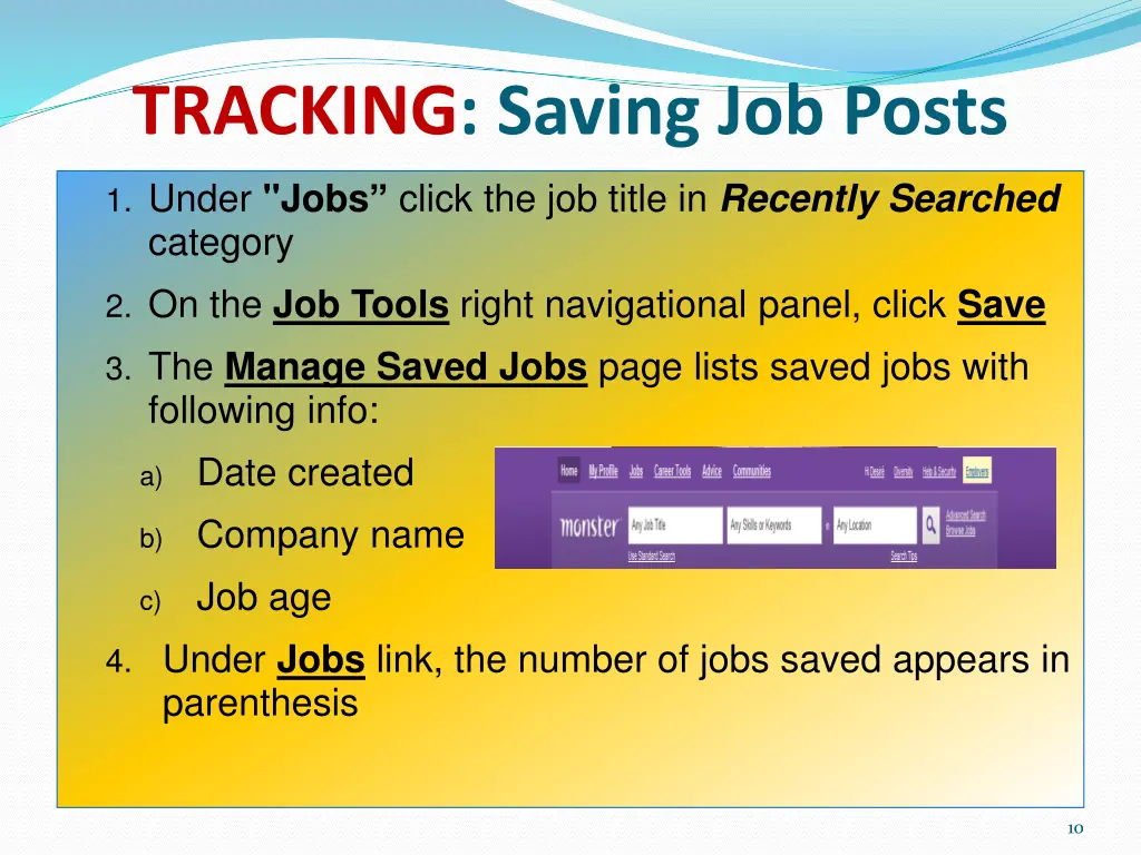 tracking saving job posts