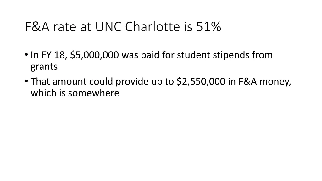 f a rate at unc charlotte is 51