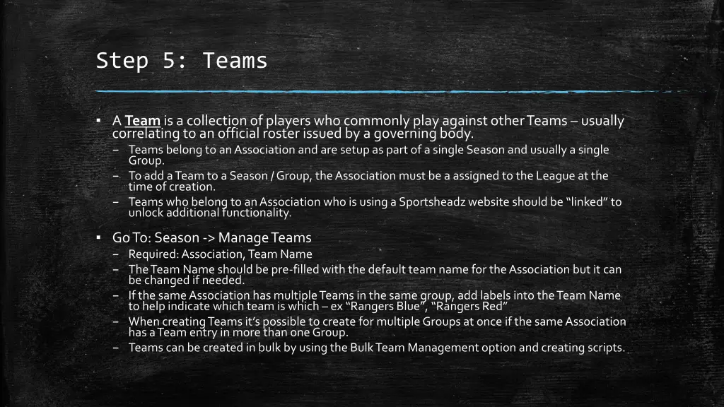 step 5 teams