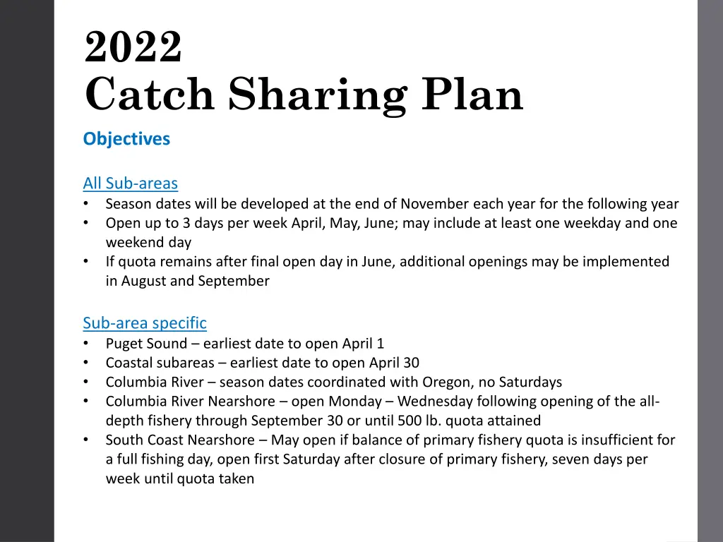 2022 catch sharing plan