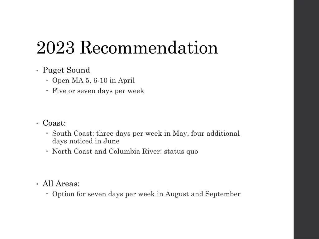 2023 recommendation