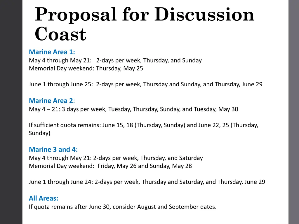 proposal for discussion coast