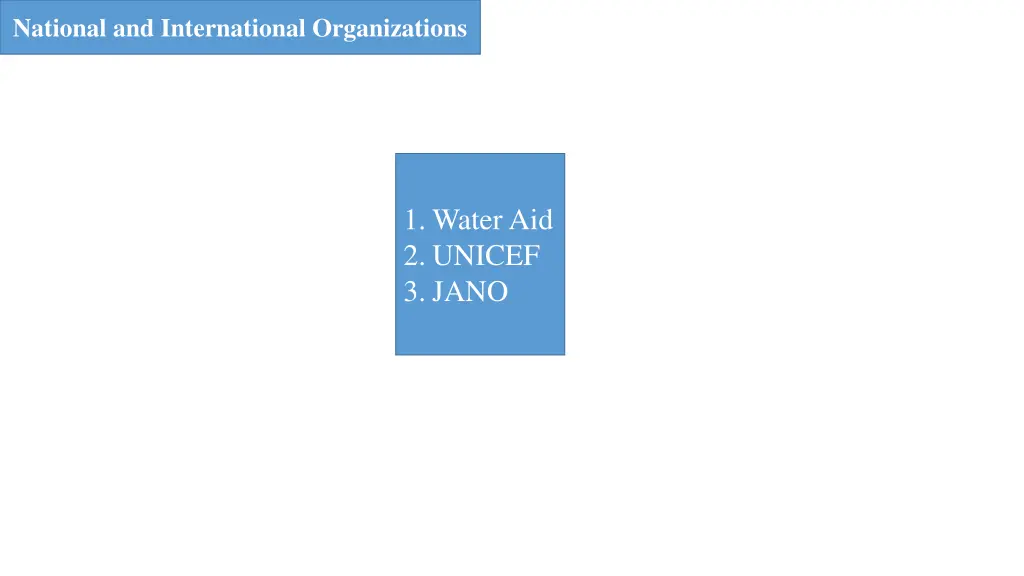 national and international organizations