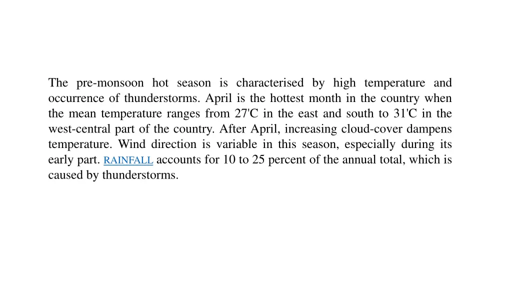 the pre monsoon hot season is characterised