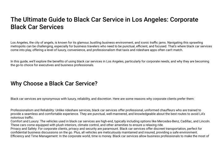 the ultimate guide to black car service