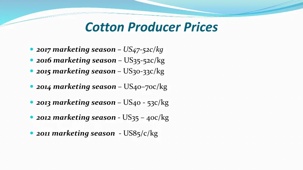 cotton producer prices