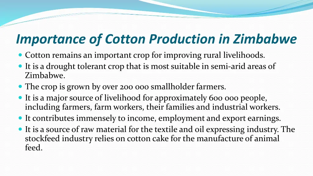 importance of cotton production in zimbabwe