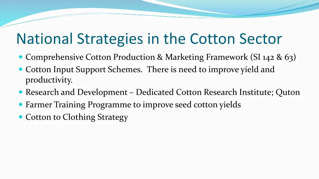 national strategies in the cotton sector