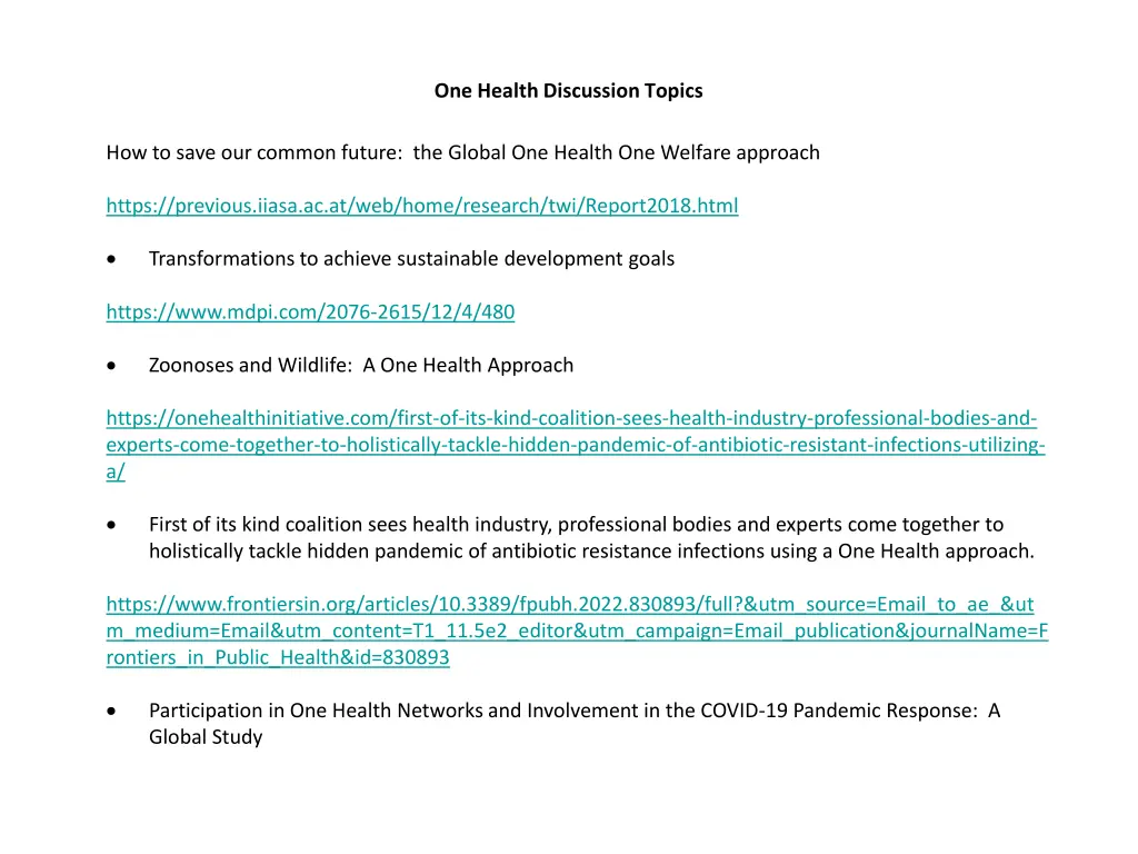 one health discussion topics 6