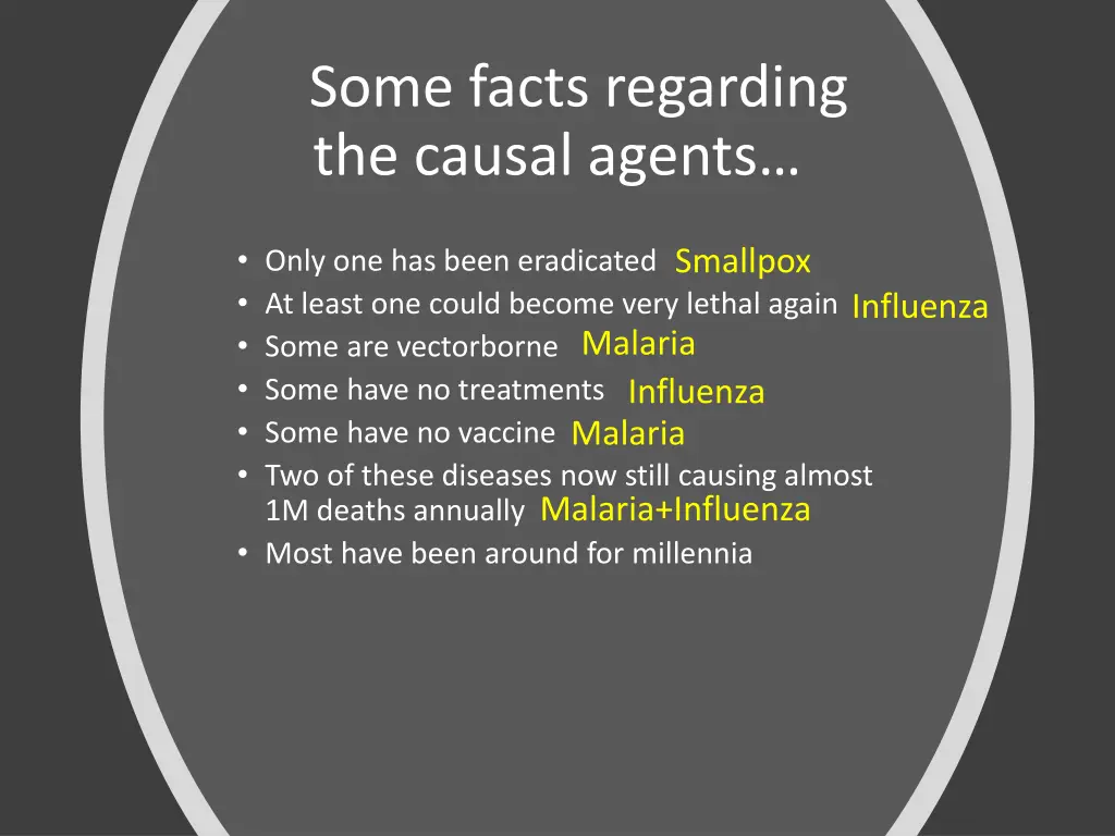 some facts regarding the causal agents