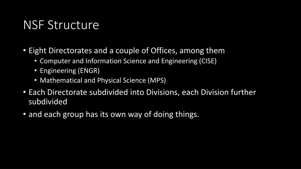 nsf structure