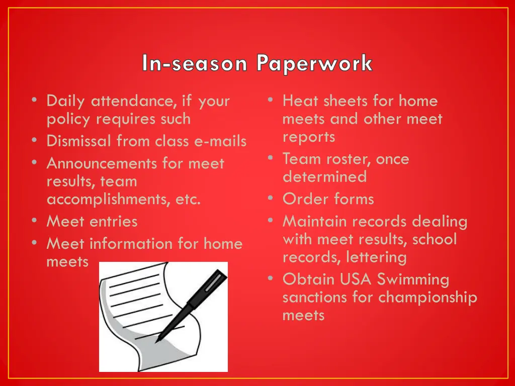 in season paperwork