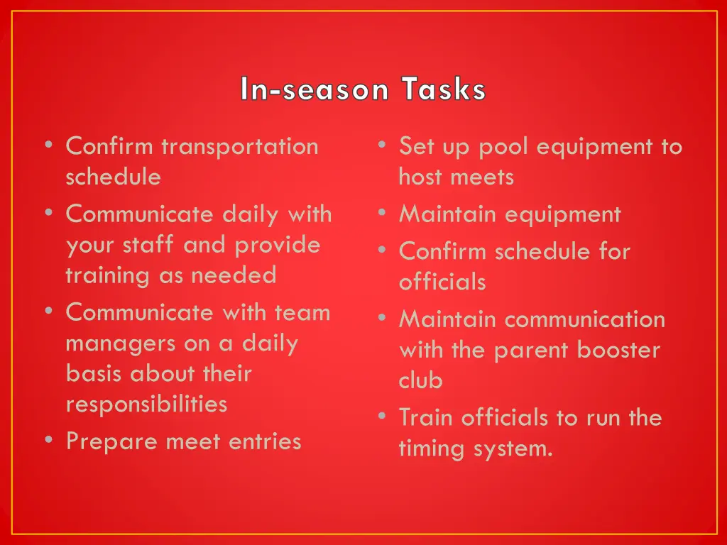 in season tasks