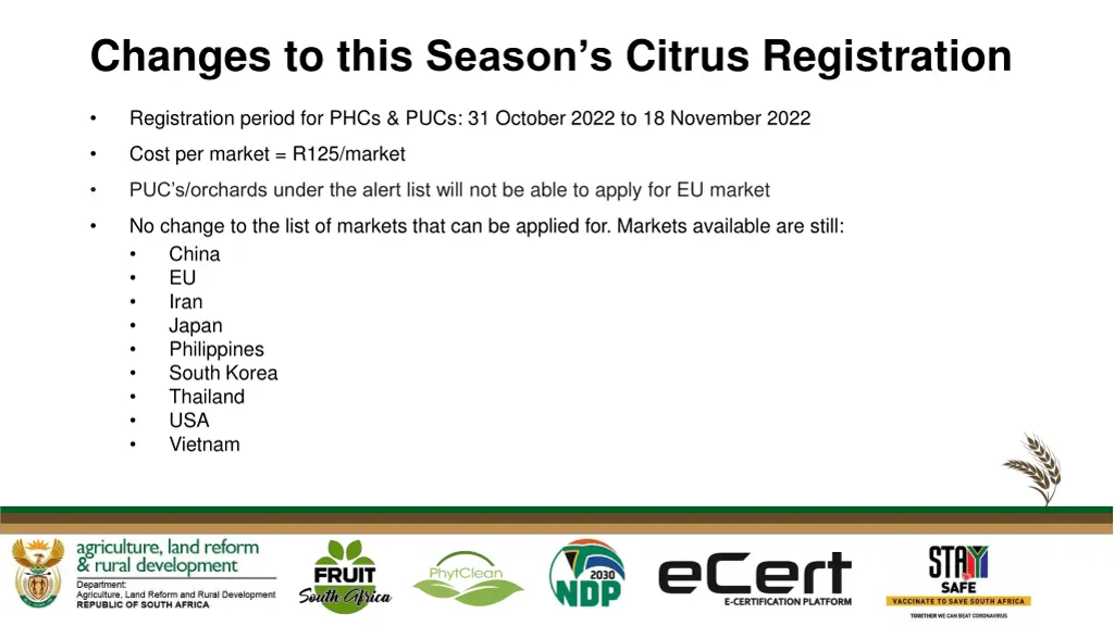 changes to this season s citrus registration