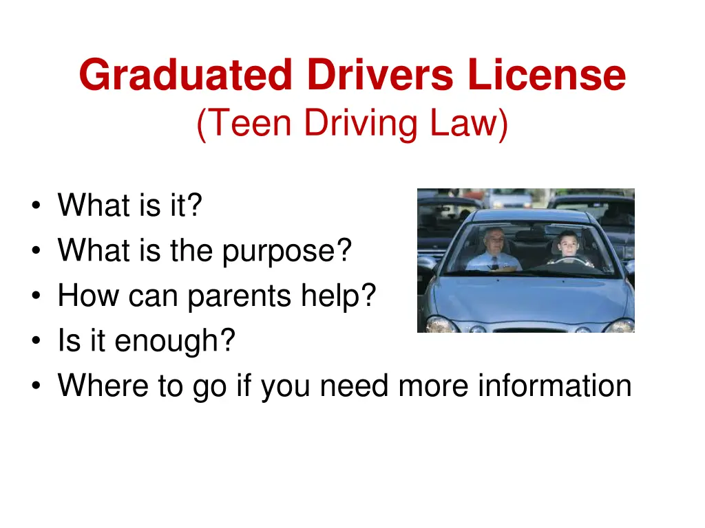 graduated drivers license teen driving law