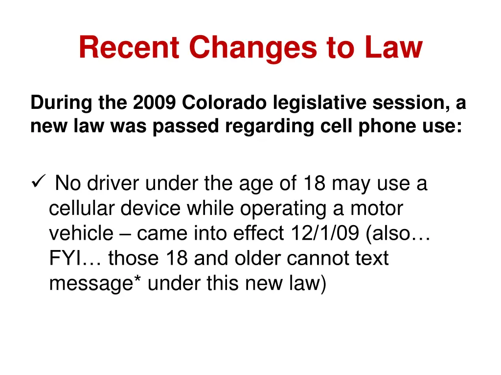 recent changes to law