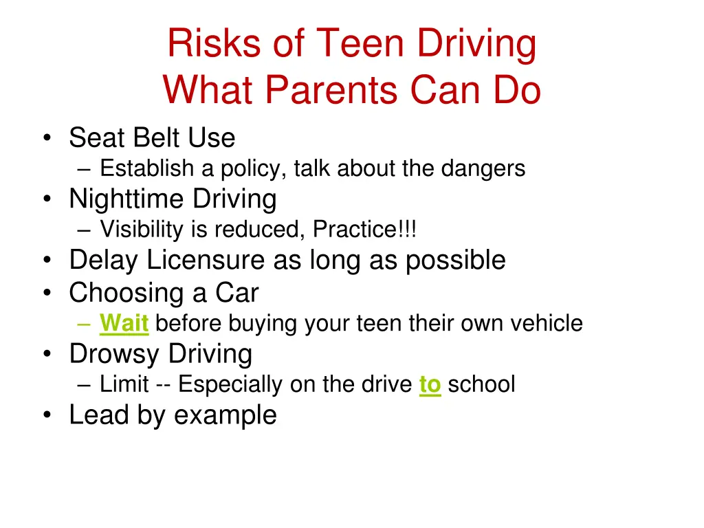 risks of teen driving what parents can do seat