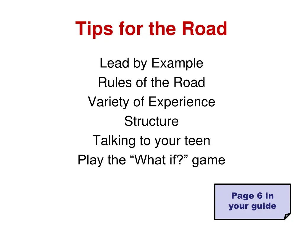 tips for the road