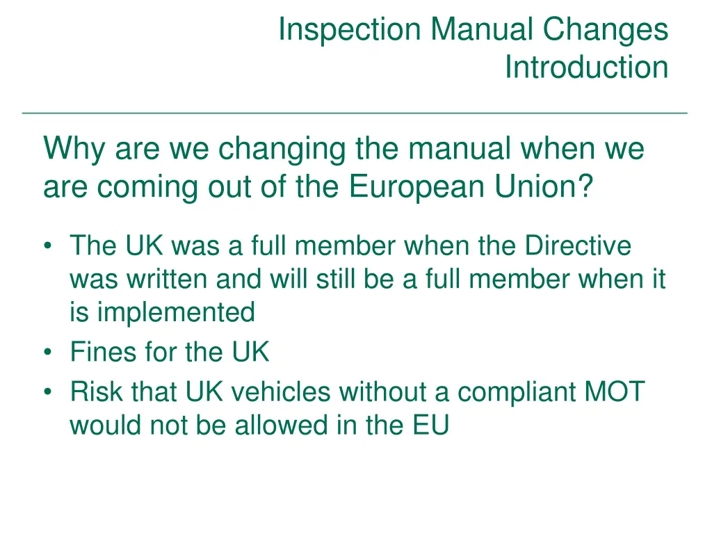 inspection manual changes