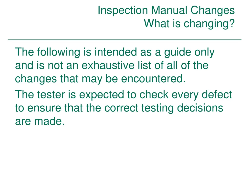 inspection manual changes what is changing 10