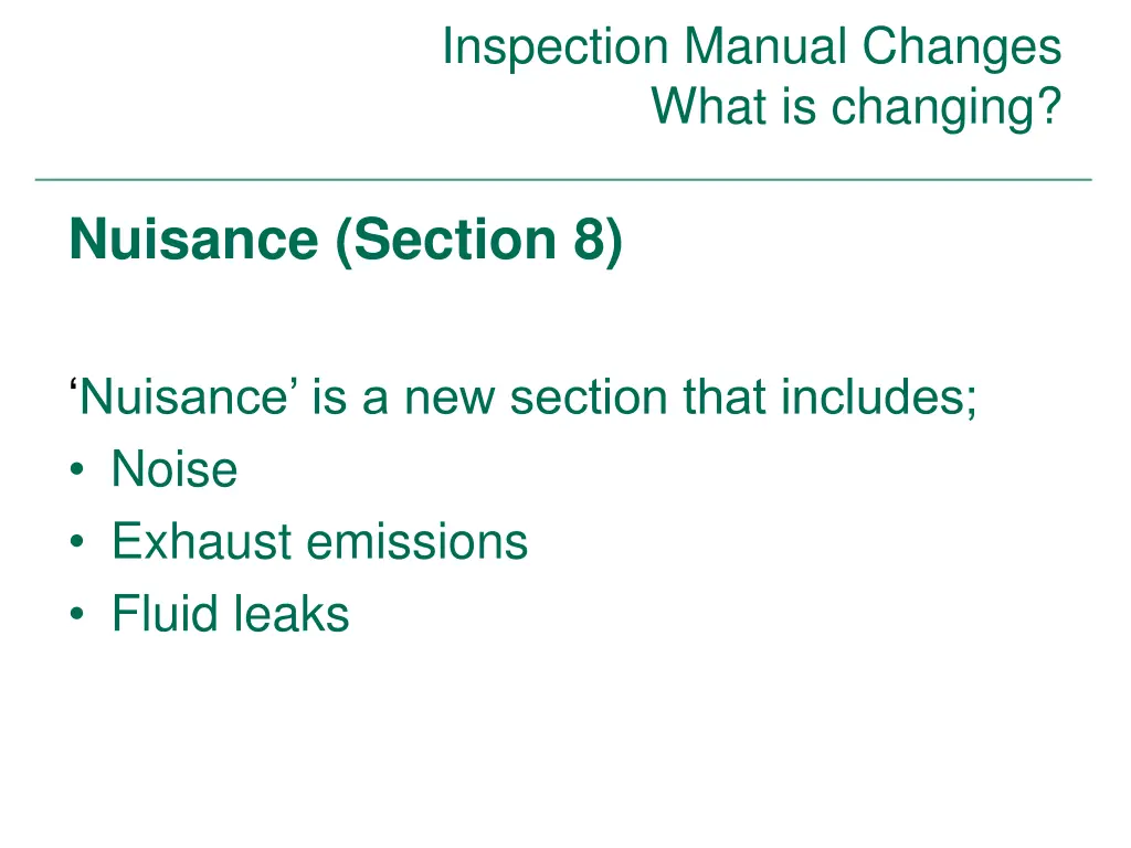 inspection manual changes what is changing 31