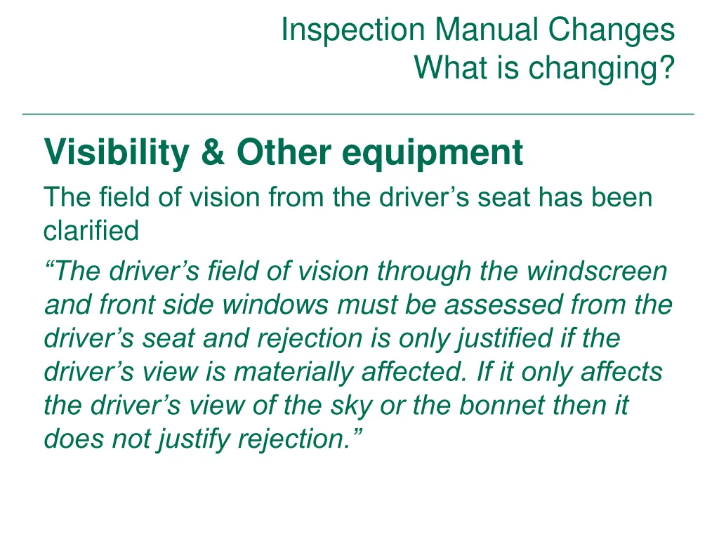 inspection manual changes what is changing 43