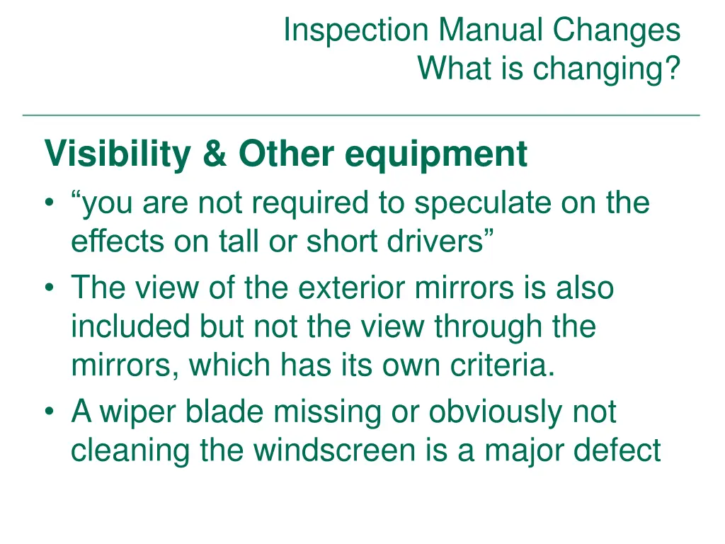 inspection manual changes what is changing 44