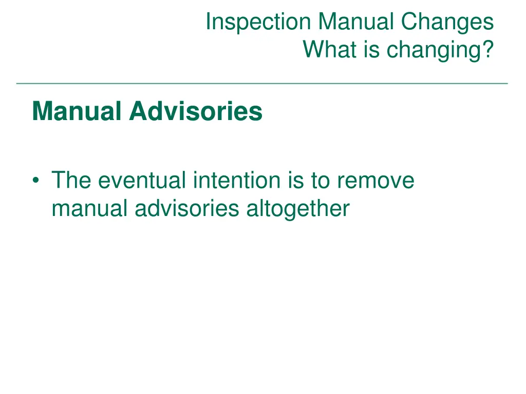 inspection manual changes what is changing 9