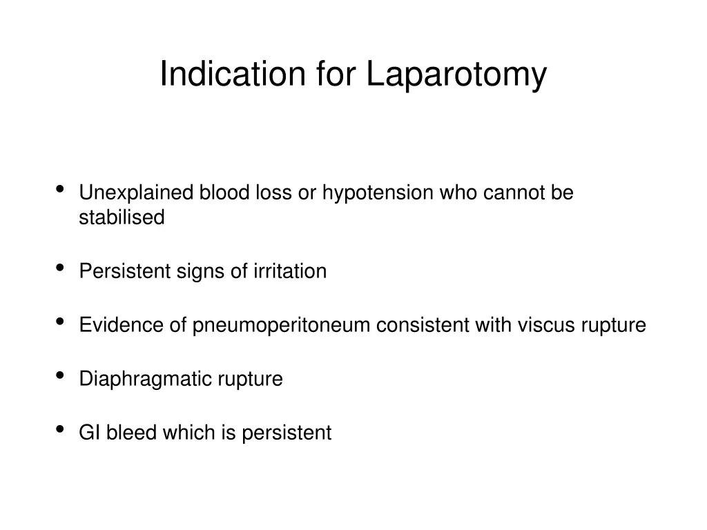 indication for laparotomy