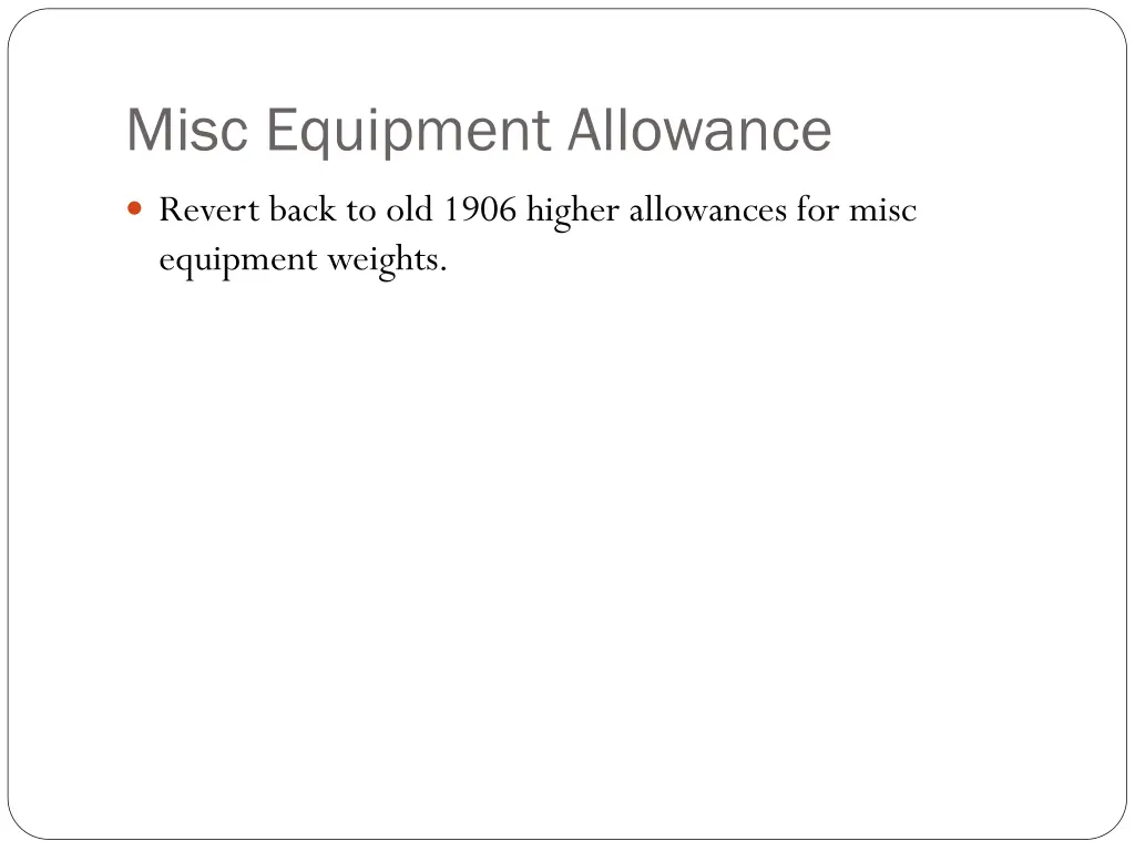 misc equipment allowance